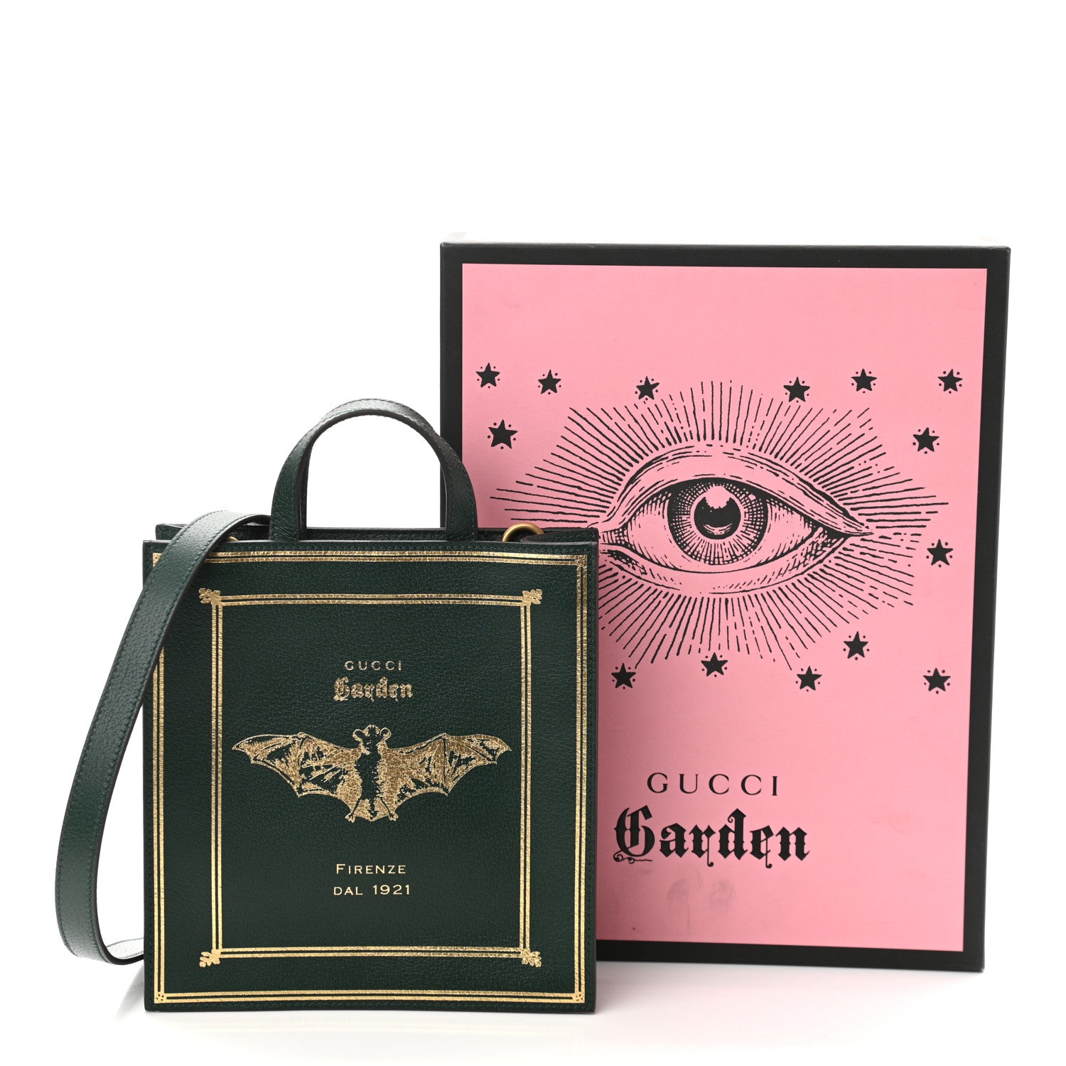 Gucci Calfskin Garden Bat Vertical Shopping Tote Green 1051135