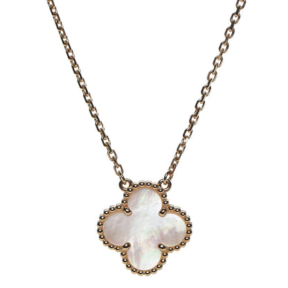 Van Cleef & Arpels 18K Yellow Gold Mother of Pearl Vintage Alhambra Pendant Necklace 4 of 8
