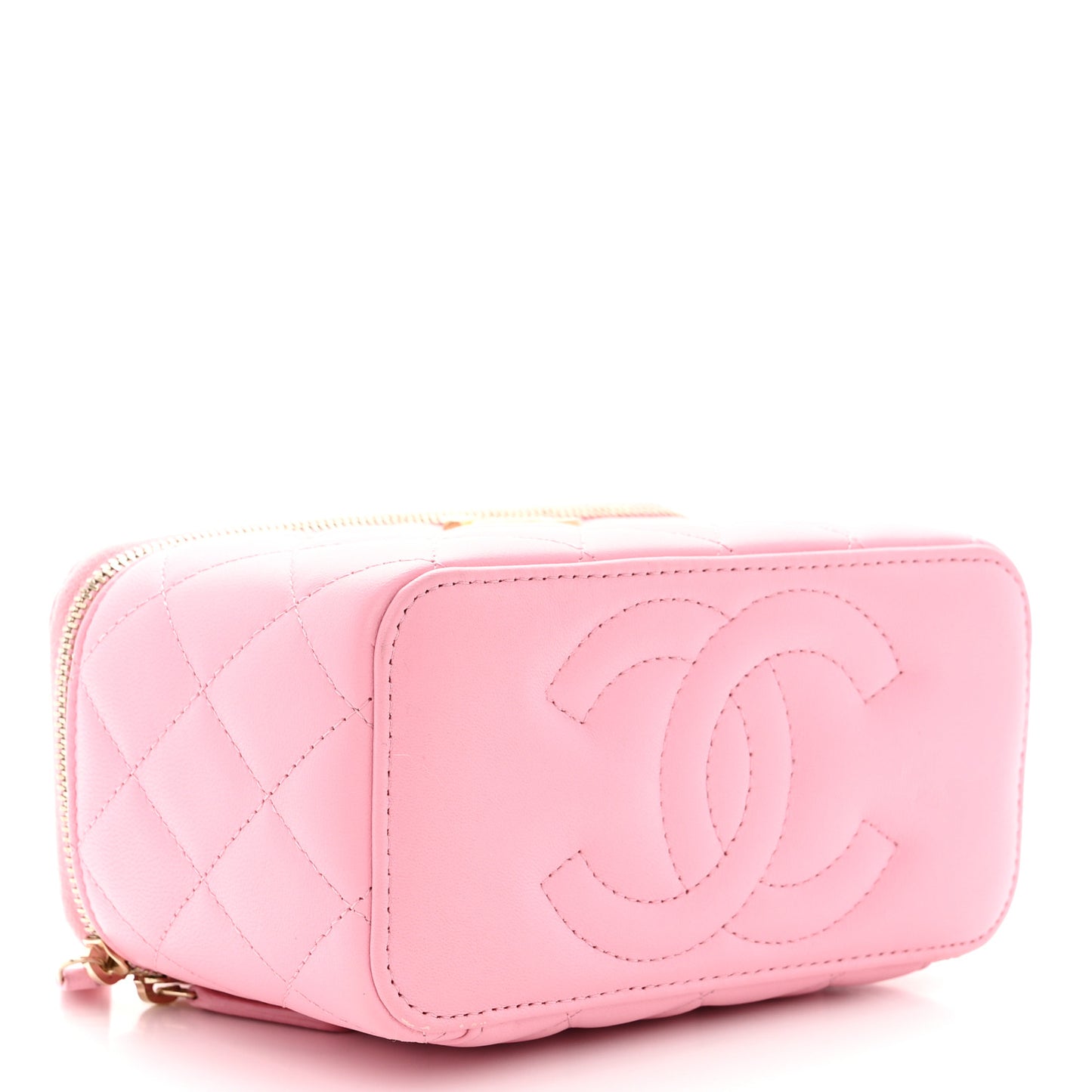 Lambskin Quilted Pick Me Up Vanity Case Pink