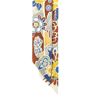 Hermes Silk Bingata Twilly Moutarde Bleu Brun 2 of 4
