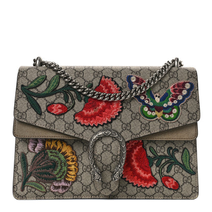 Gucci GG Supreme Monogram Embroidered Carnation Medium Dionysus Shoulder Bag Beige 1 of 11