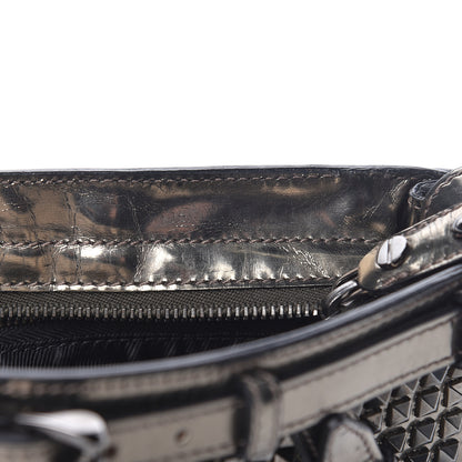 Burberry Metallic Patent Studded Wristlet Clutch Pewter 12 of 16