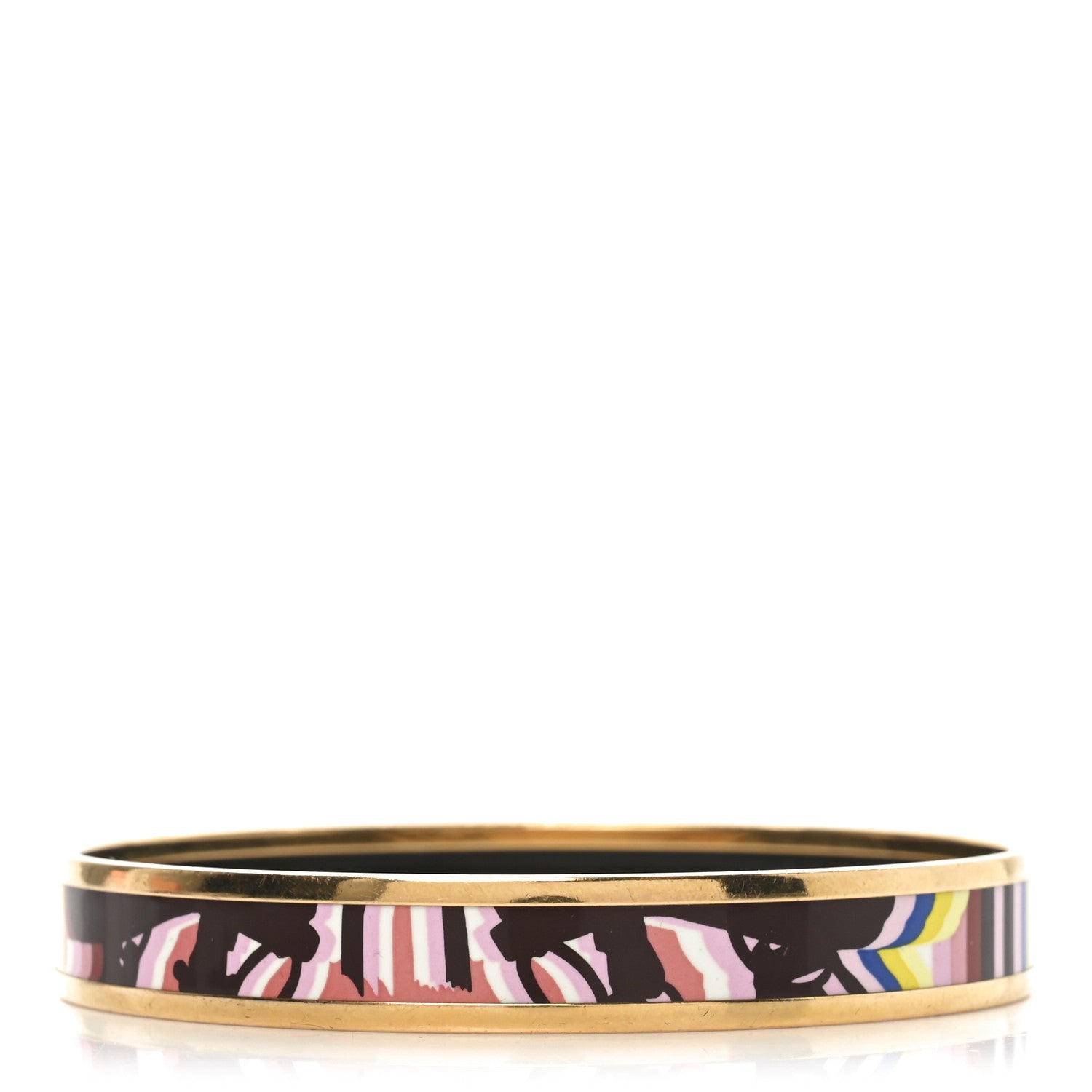 Hermes Enamel Printed Narrow Brides De Gala Tattoo Bracelet 70 Pink  Multicolor 3 of 5