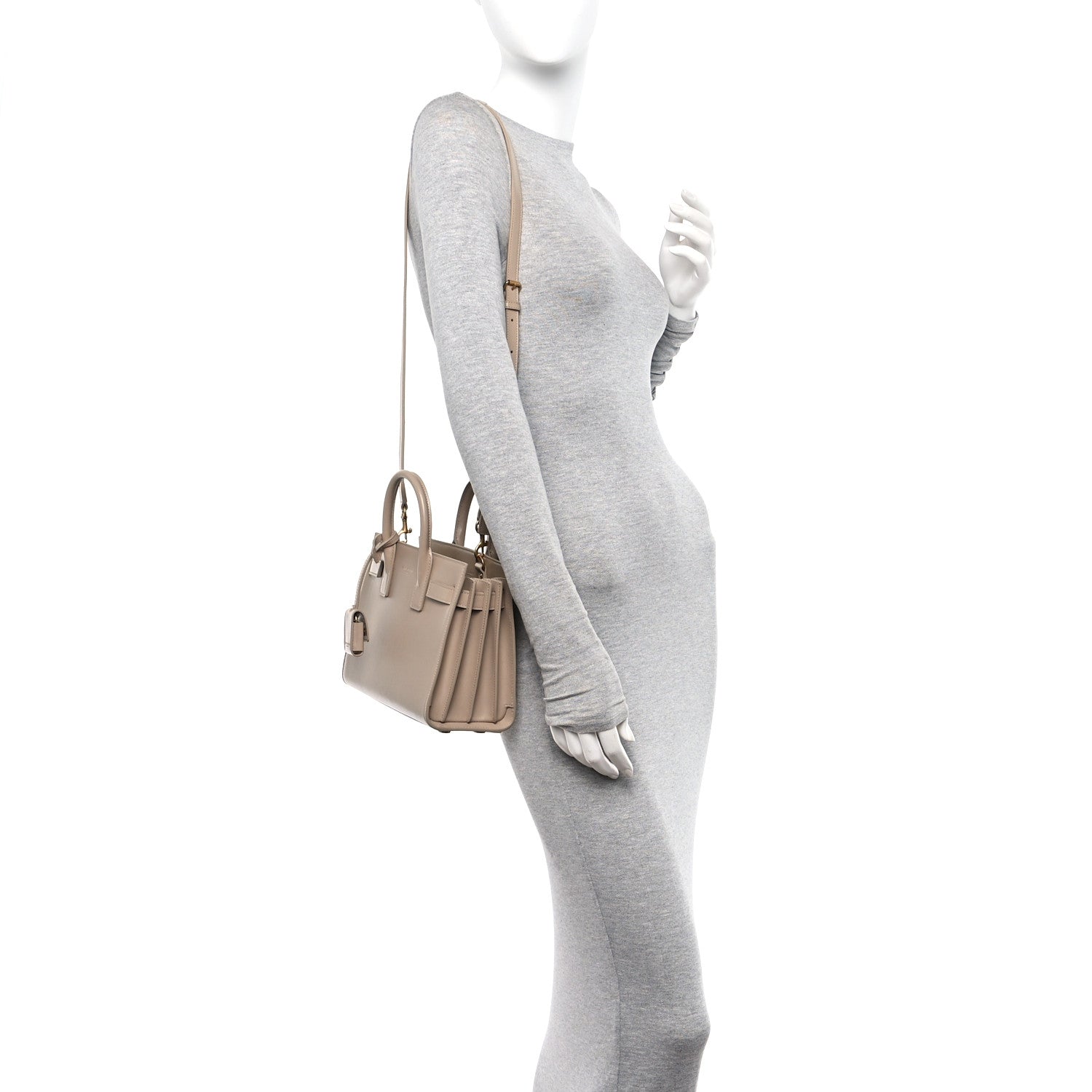 Saint Laurent Smooth Calfskin Nano Sac de Jour Dark Beige 2 of 11