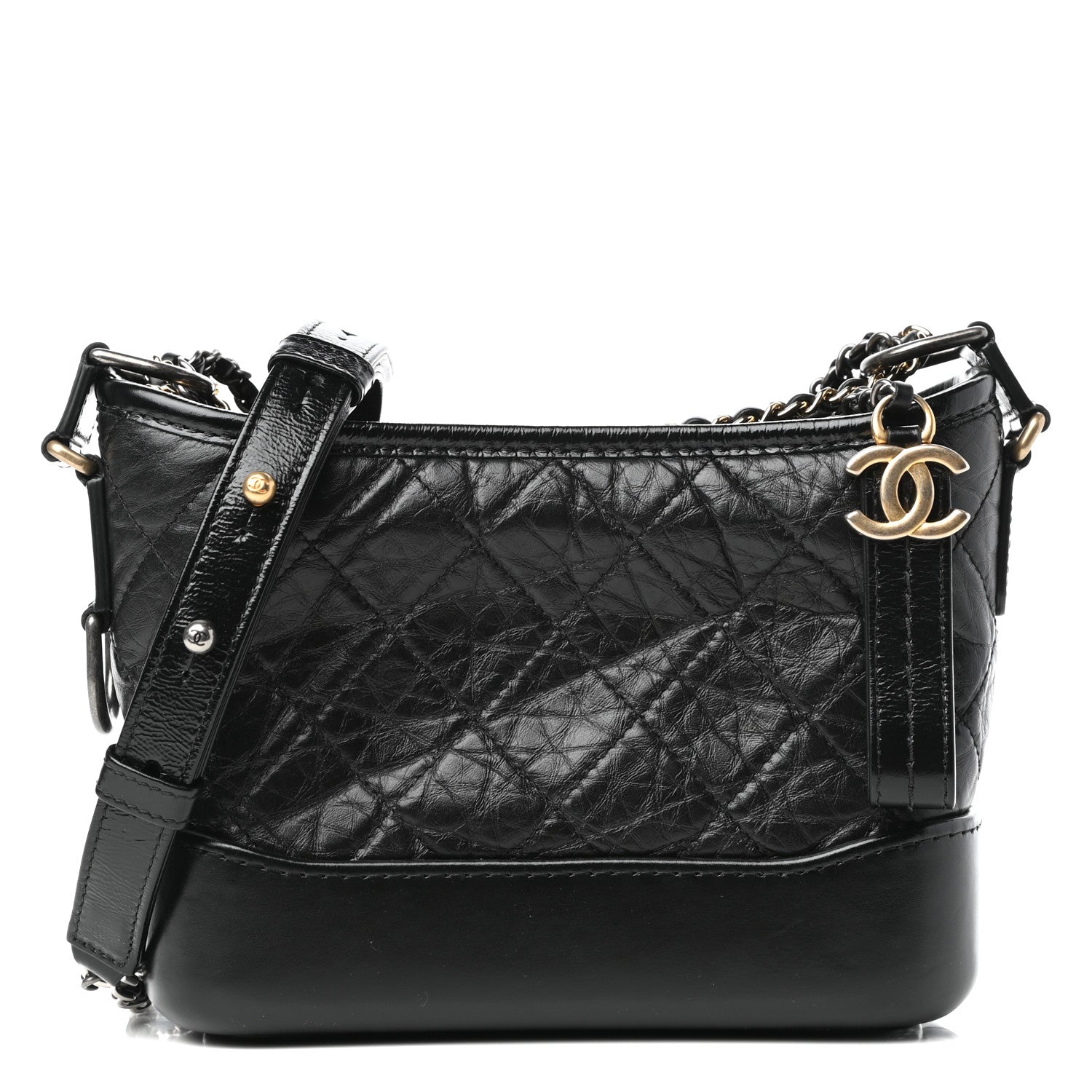 Chanel Aged Calfskin Quilted Small Gabrielle Hobo Black 1 of 9