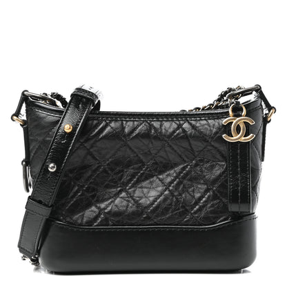 Chanel Aged Calfskin Quilted Small Gabrielle Hobo Black 1 of 9