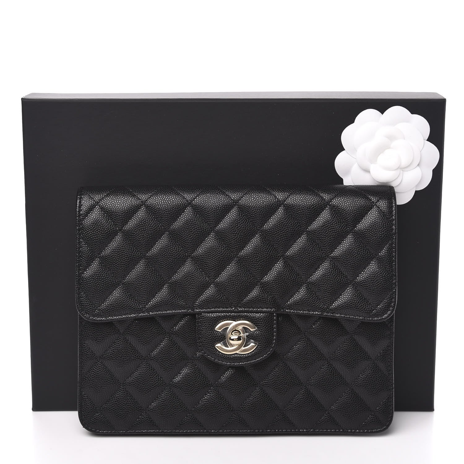 Chanel Caviar Quilted Square Flap Clutch Black 10 of 10