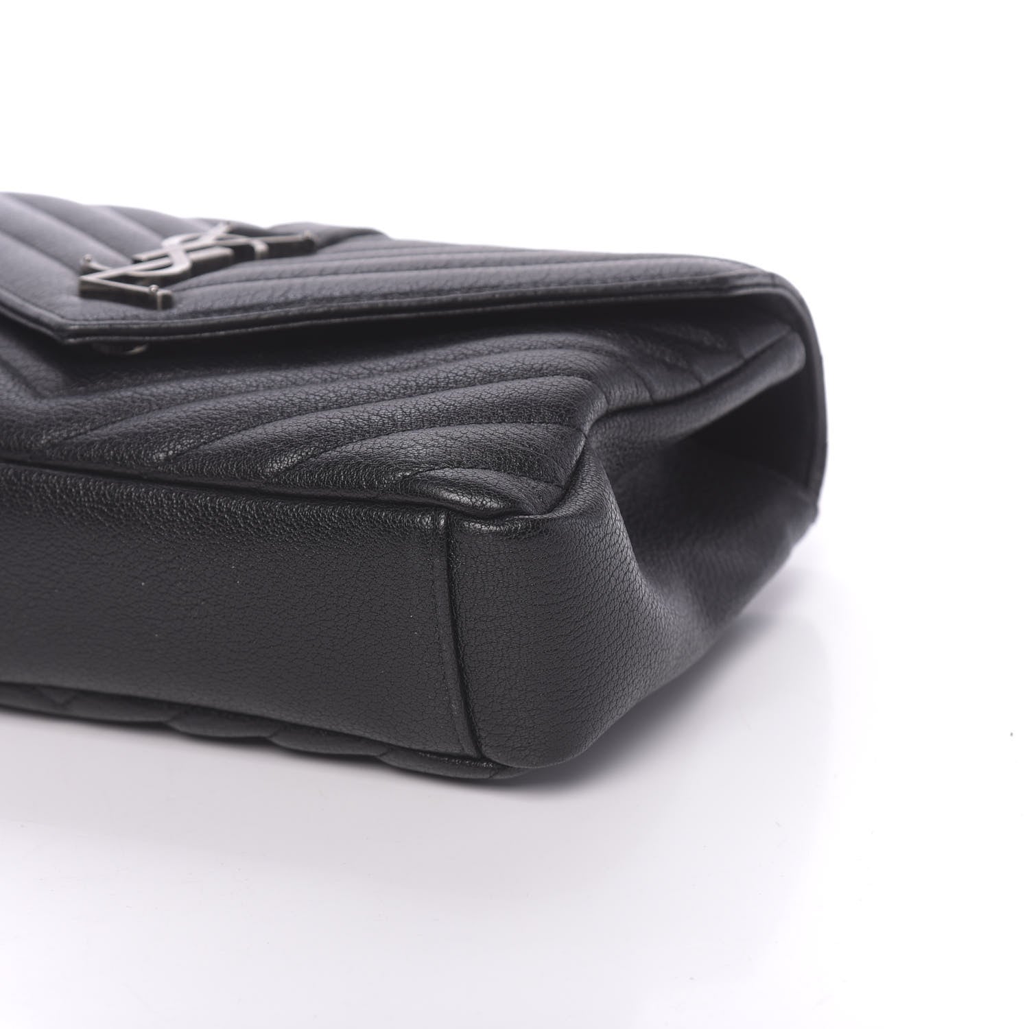 Saint Laurent Sheepskin Matelasse Chevron Monogram Medium College Bag Black 8 of 9