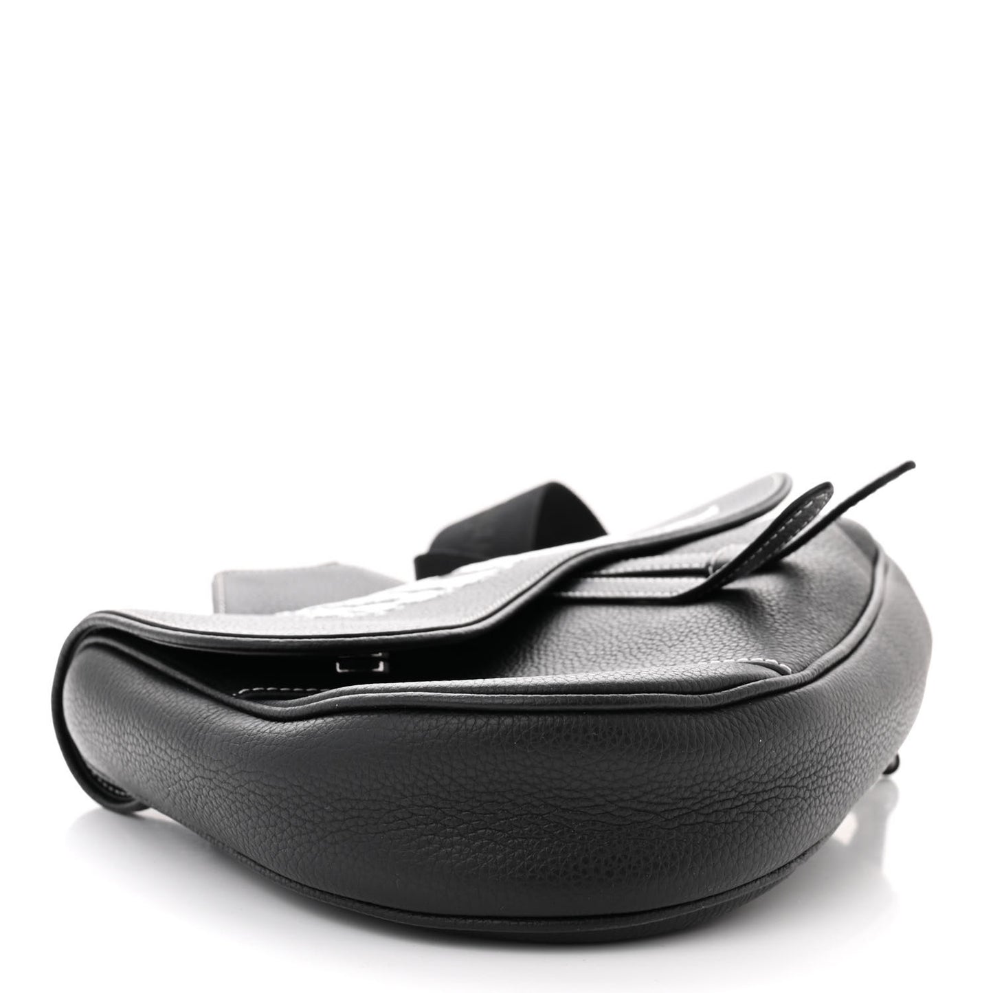 X PETER DOIG Grained Calfskin Saddle Bag Black