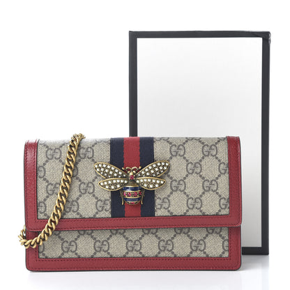 Gucci GG Supreme Monogram Web Queen Margaret Chain Wallet Red 10 of 10