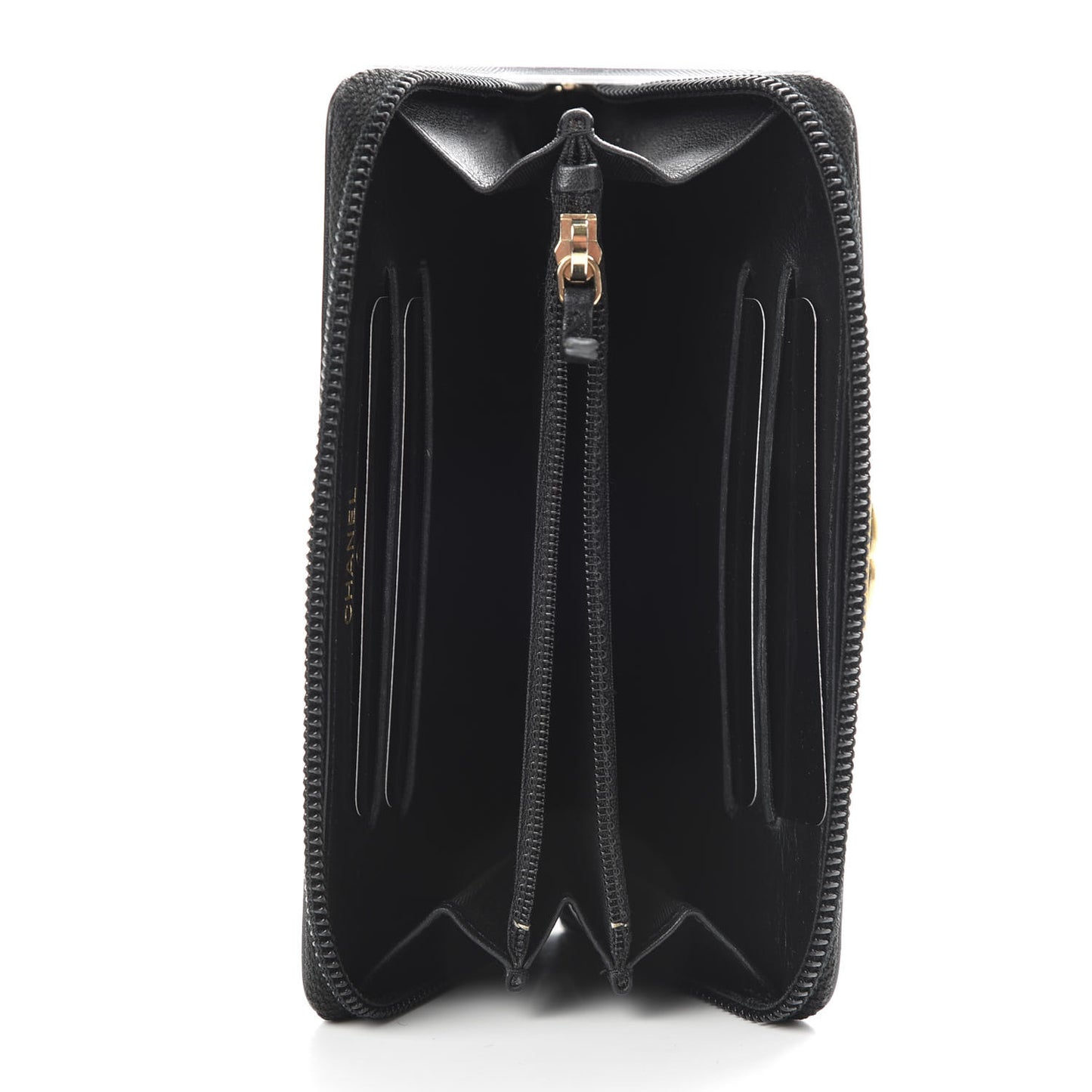 Lambskin Quilted Small Boy Zip Around Wallet Black