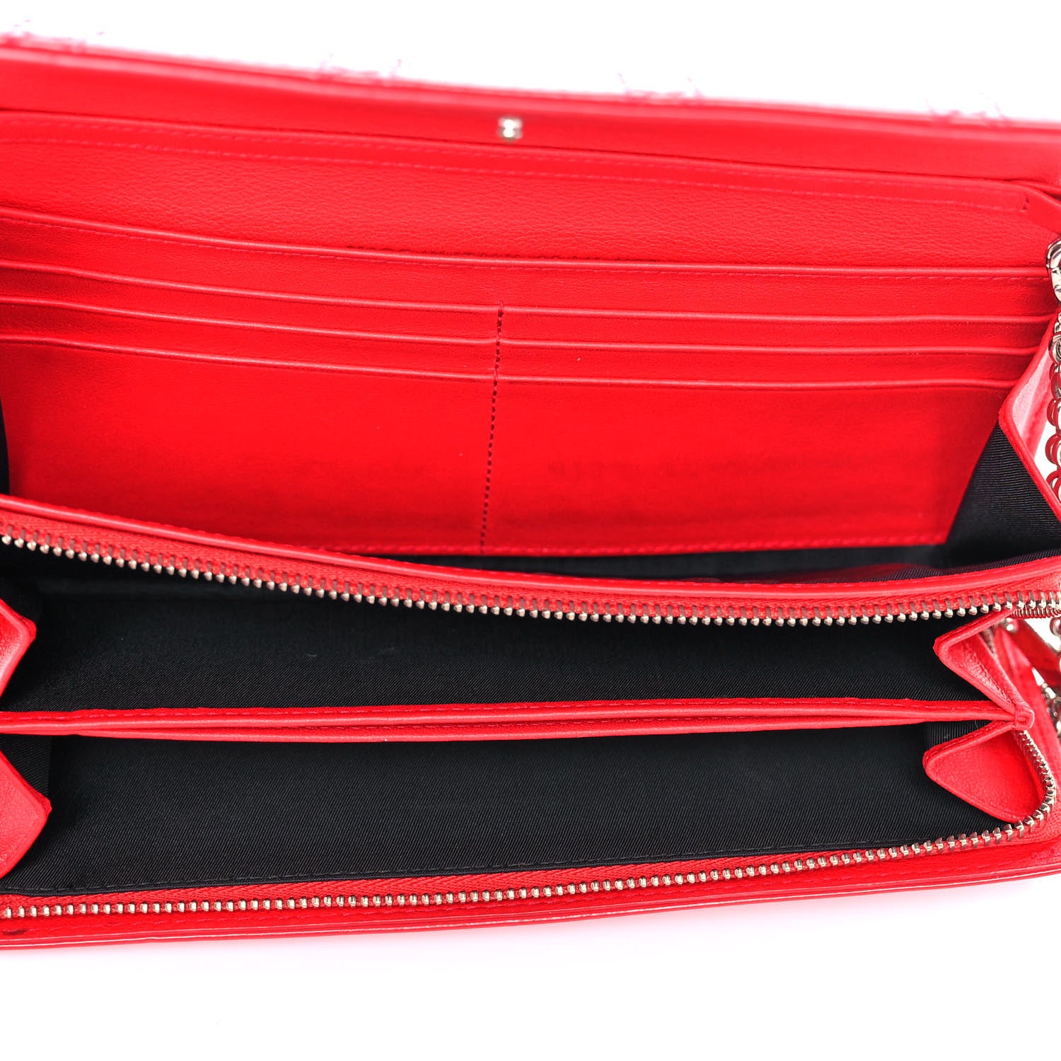 Christian Dior Patent Cannage Rendez-vous Chain Wallet Red 4 of 14