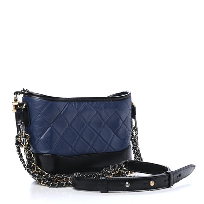 Chanel Aged Calfskin Quilted Small Gabrielle Hobo Navy Black 2 of 4