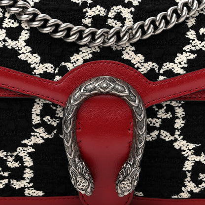 Gucci Tweed GG Monogram Small Dionysus Shoulder Bag Black White Romantic Cherry 9 of 11