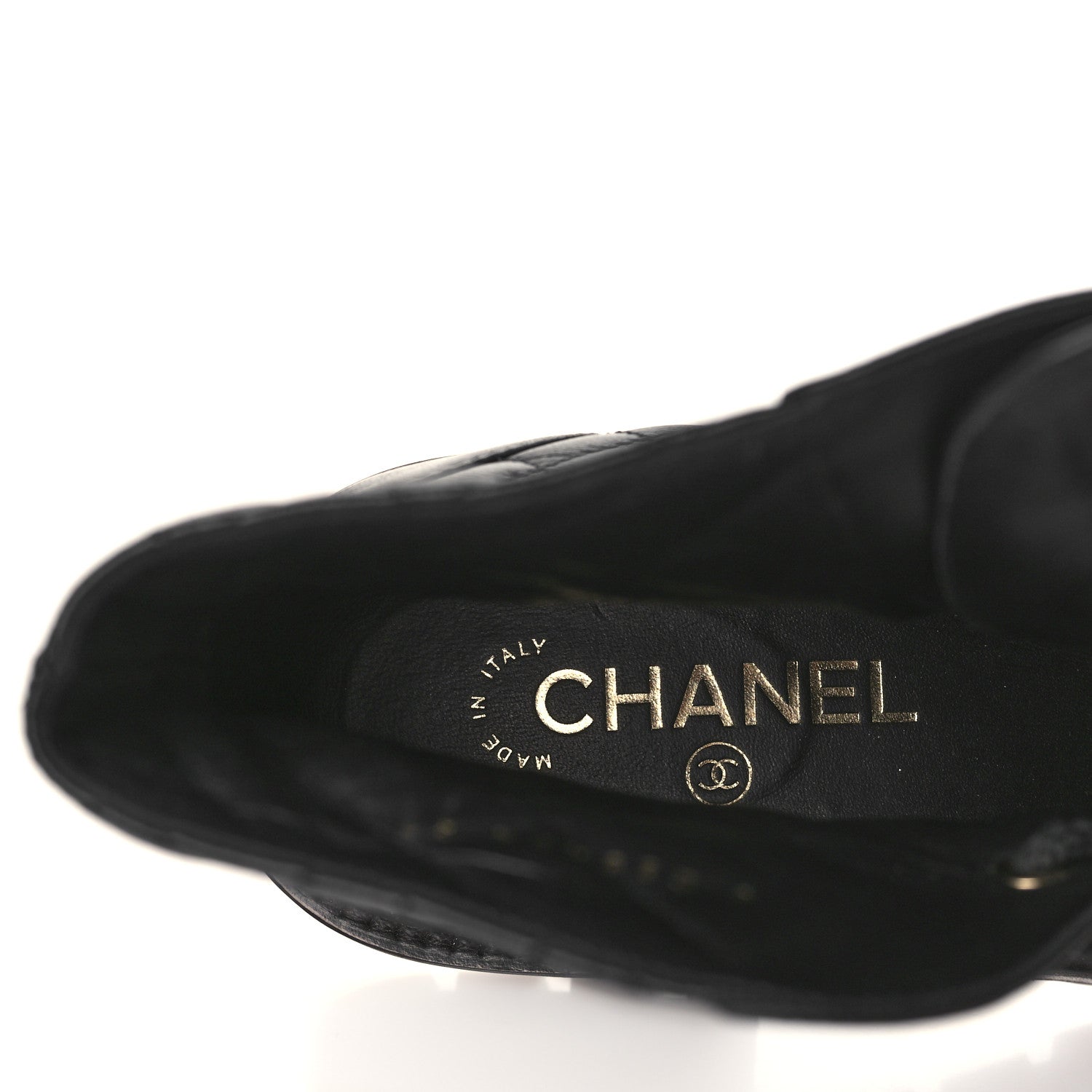 Chanel Shiny Calfskin Quilted Lace Up Combat Boots 37 Black 6 of 7