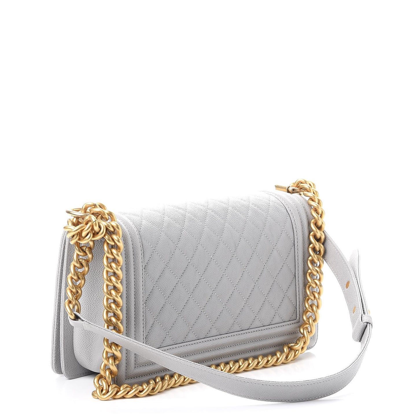 Caviar Quilted Medium Boy Flap Grey