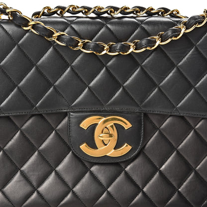 Chanel Lambskin Quilted XL Jumbo Single Flap Black 9 of 17
