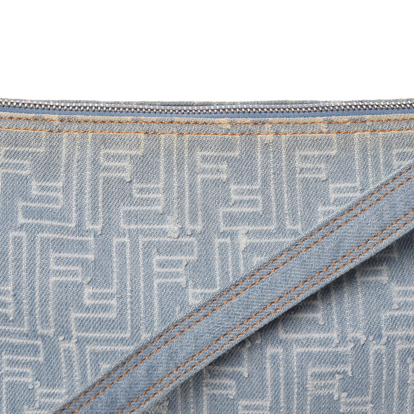 Denim FF Small Shoulder Bag Celeste