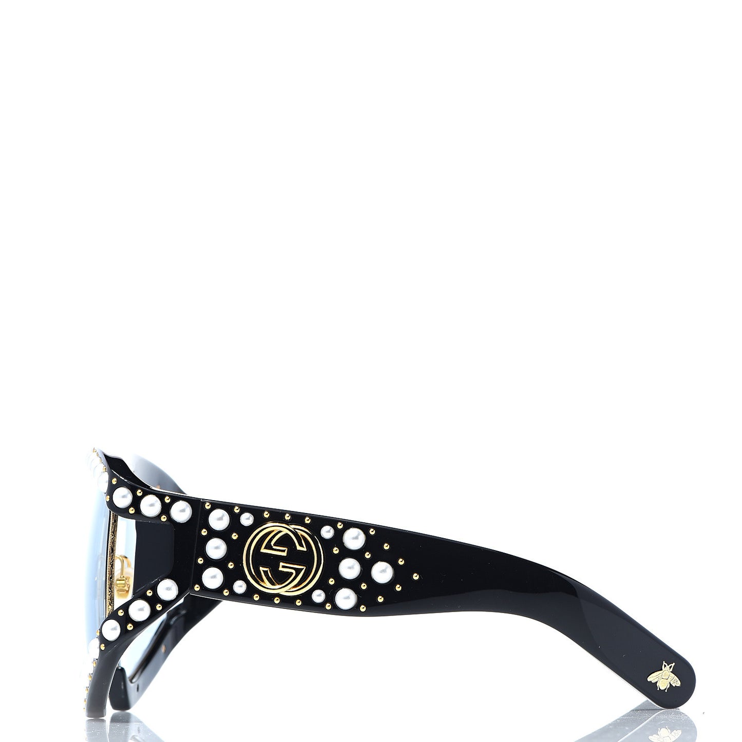 Acetate Pearl Rectangular Frame Sunglasses GG0234S Black