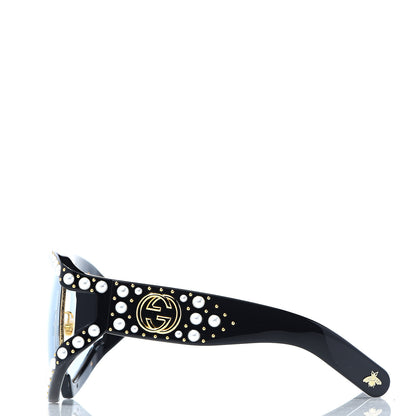 Gucci Acetate Pearl Rectangular Frame Sunglasses GG0234S Black 3 of 7