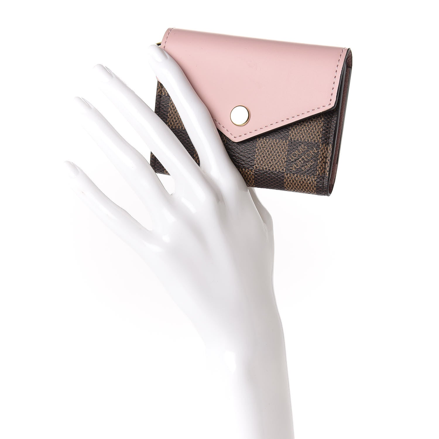 Louis Vuitton Damier Ebene Zoe Wallet Rose Ballerine 2 of 8