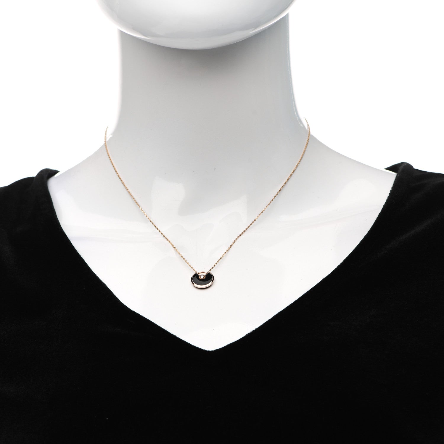 Cartier 18K Pink Gold Diamond Black Onyx XS Amulette de Cartier Pendant Necklace 2 of 5