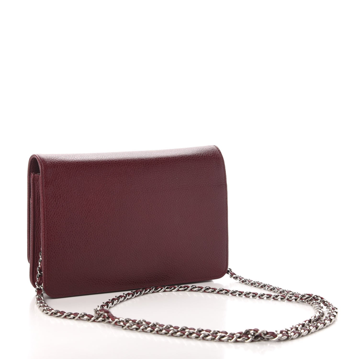 Chanel Caviar Timeless CC Wallet on Chain WOC Dark Red 3 of 16