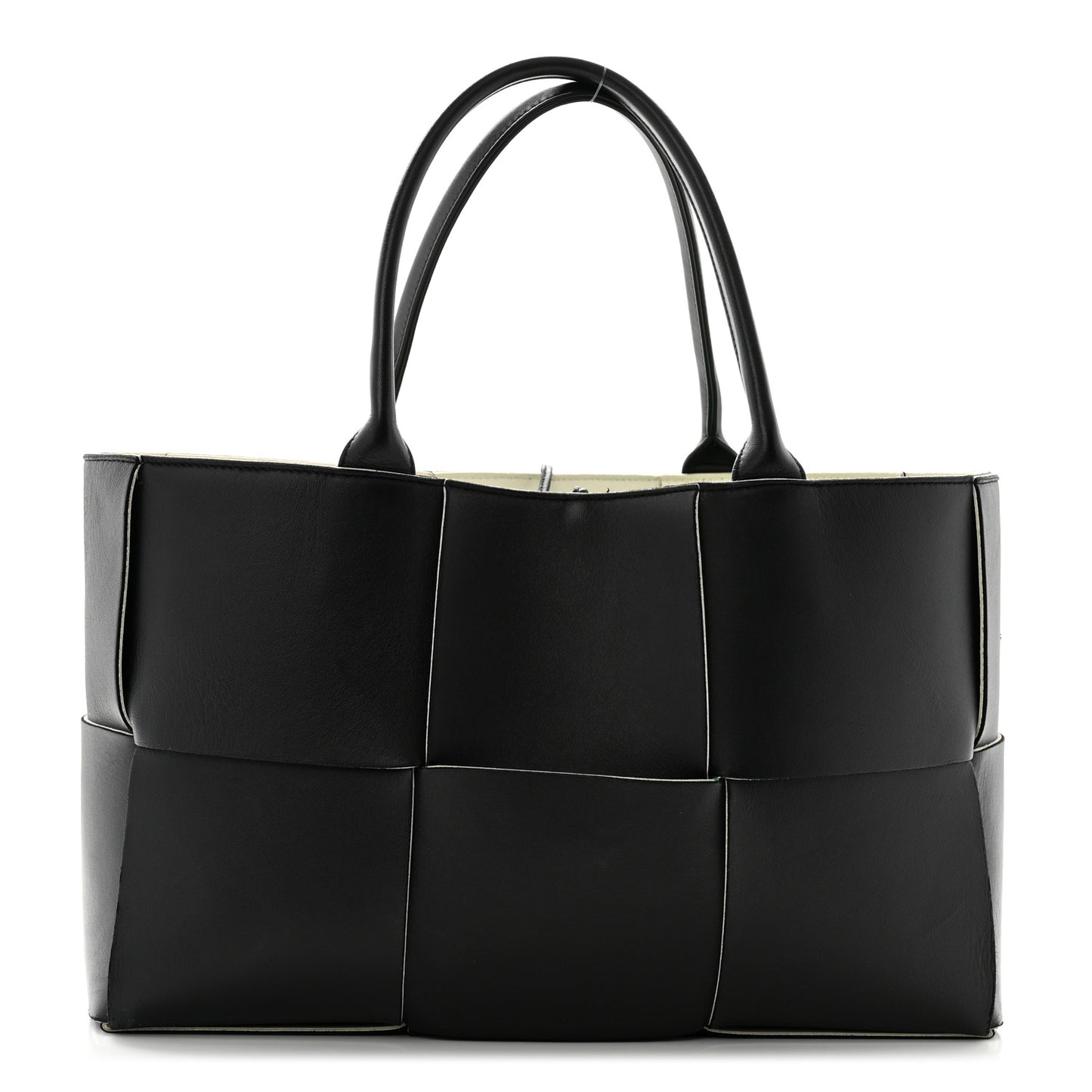 Nappa Maxi Intrecciato Arco Tote Black White