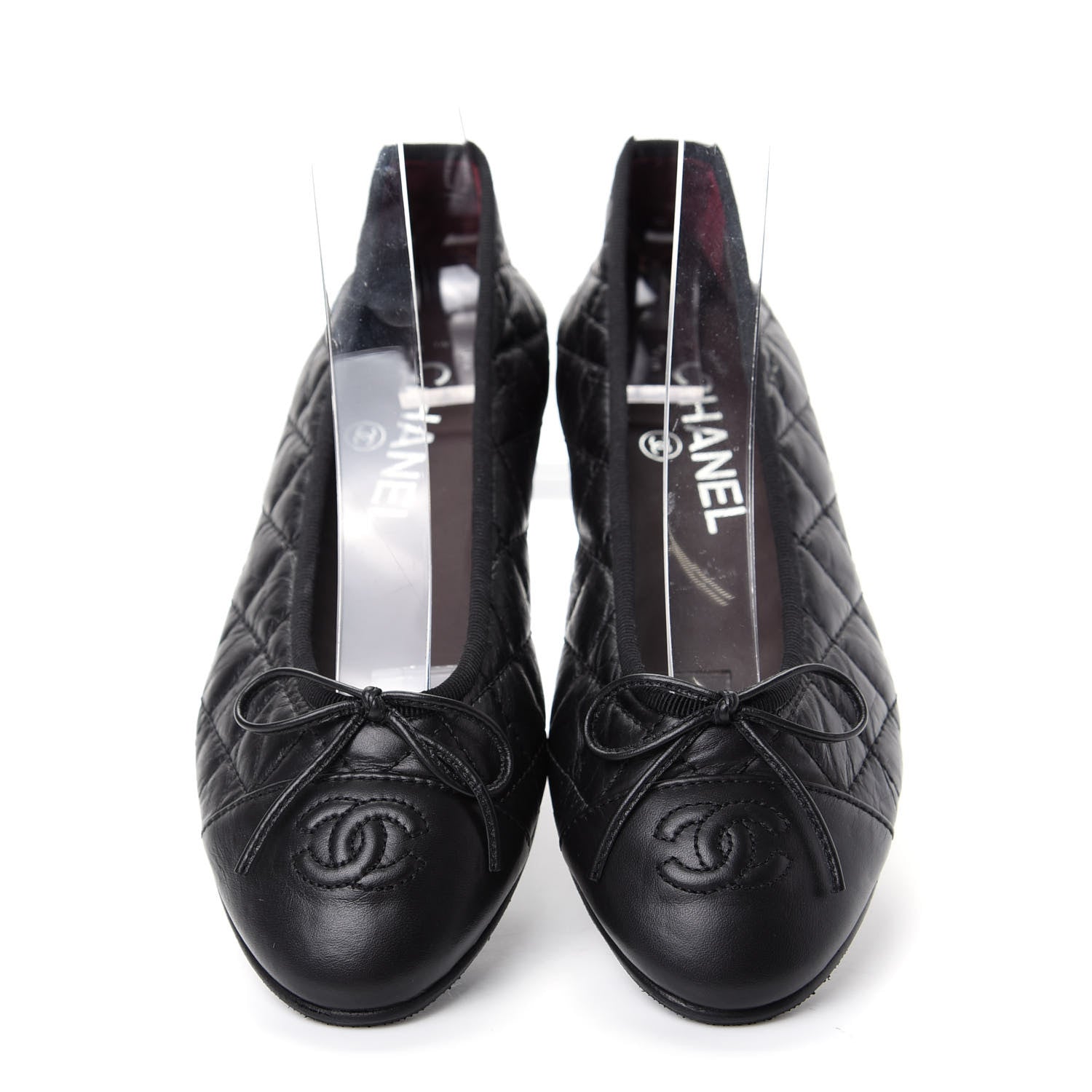 Chanel Aged Calfskin Quilted Cap Toe Ballerina Flats 35.5 Black 4 of 10