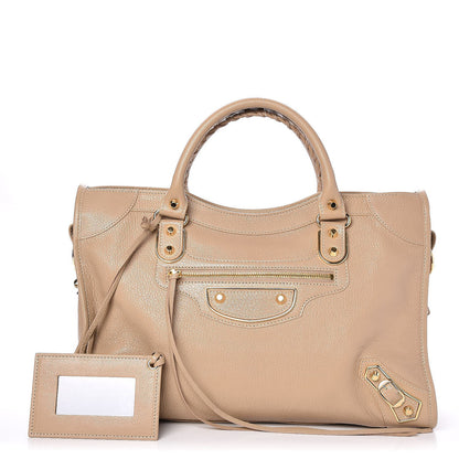 Balenciaga Shiny Goatskin Gold Metallic Edge Hardware City Beige Sahara 1 of 7
