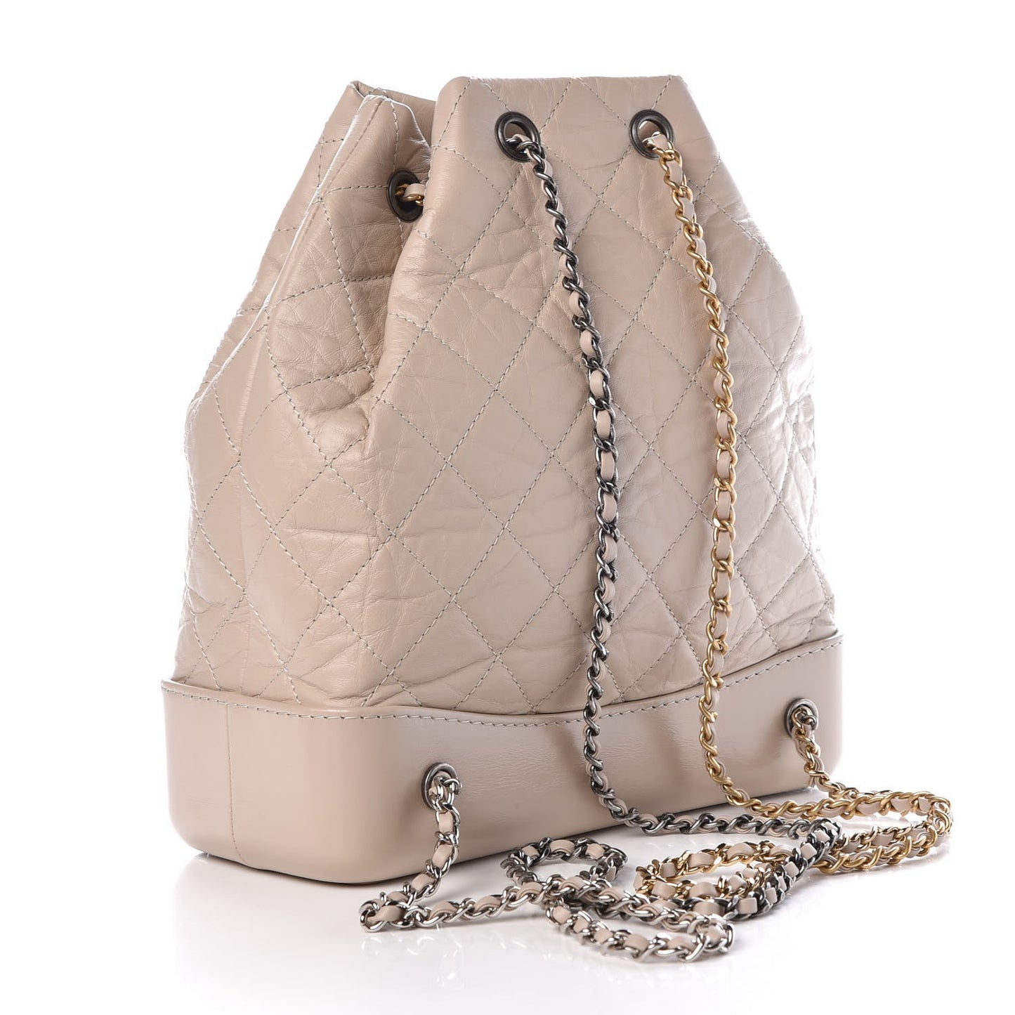 Aged Calfskin Quilted Gabrielle Backpack Beige