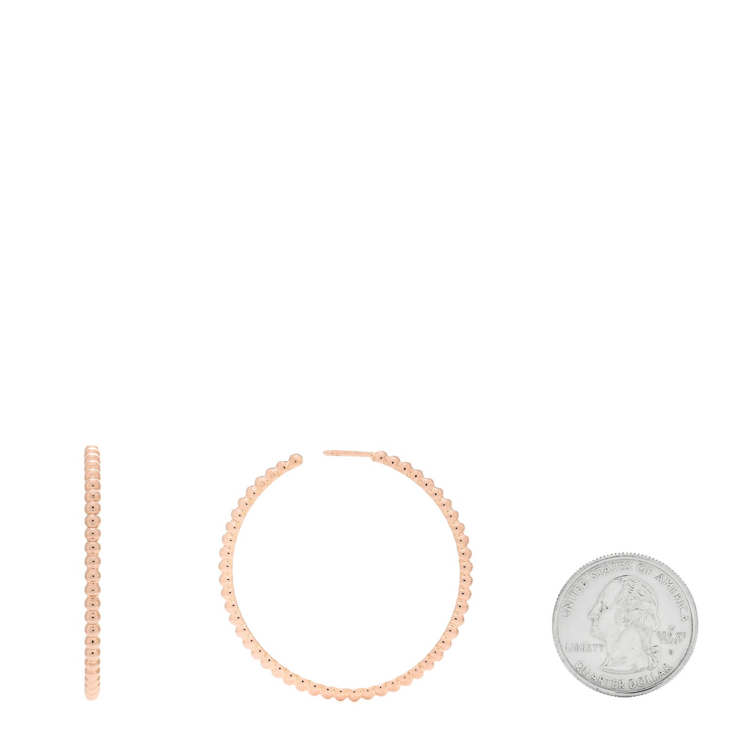 Van Cleef & Arpels 18K Rose Gold Large Perlee Hoop Earrings 2 of 5