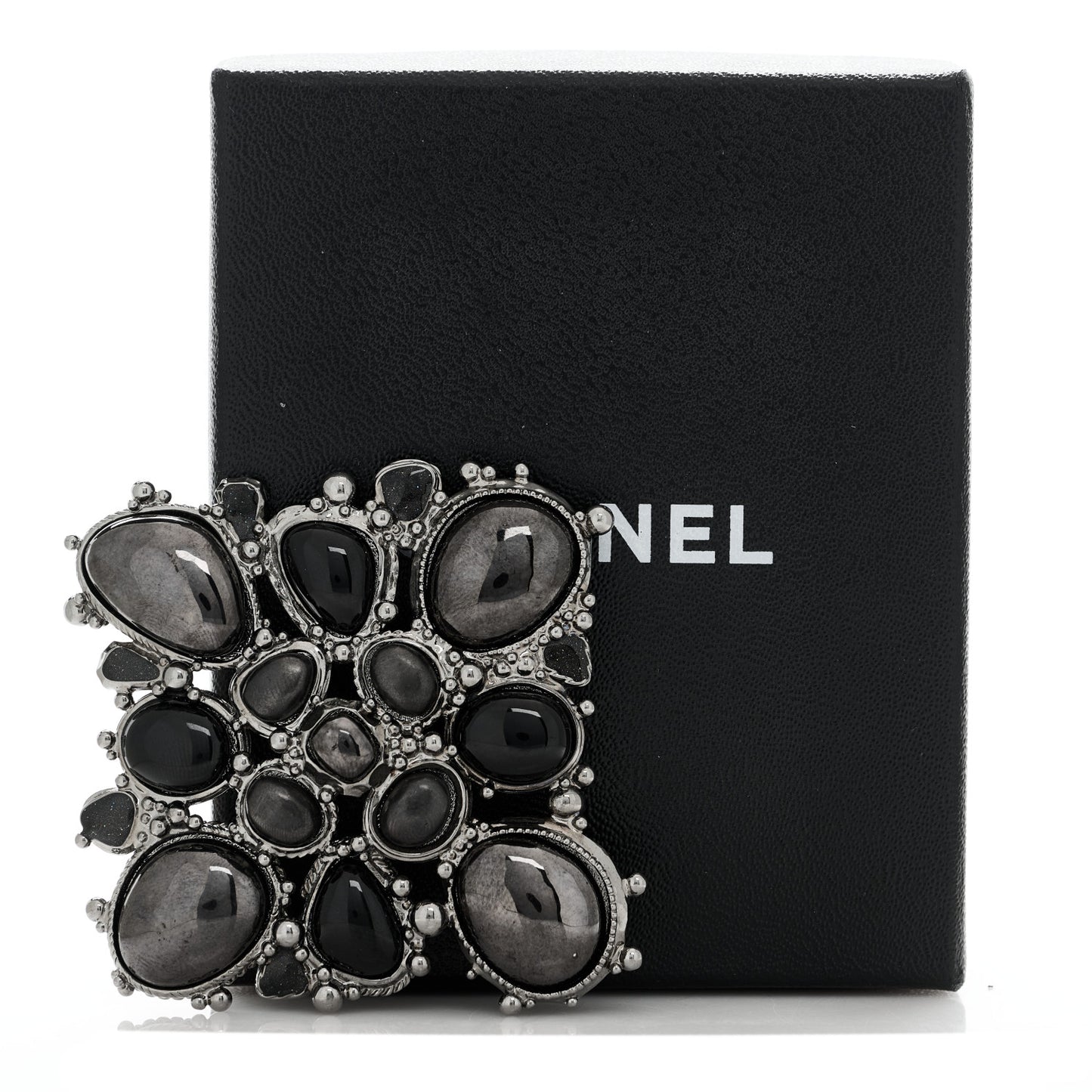 Gripoix Poured Glass Brooch Black
