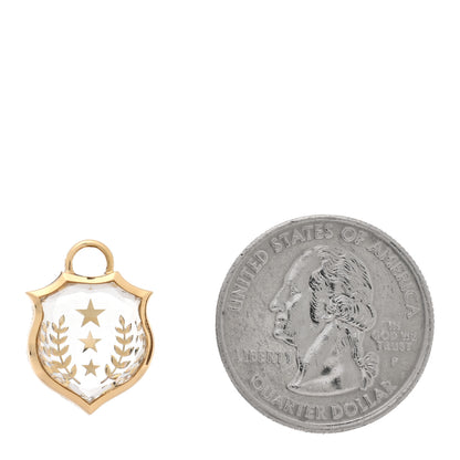 Foundrae 18K Yellow Gold Rock Crystal Small Per Aspera Ad Astra Sealed Gemstone Crest Pendant 2 of 5