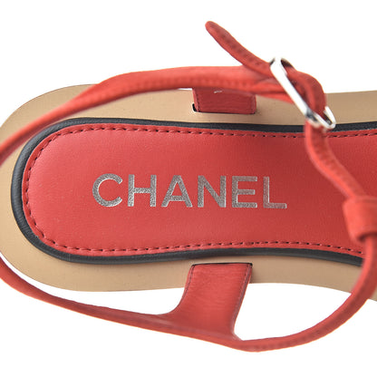 Chanel Lambskin Chain CC Thong Sandals 36 Red 7 of 17