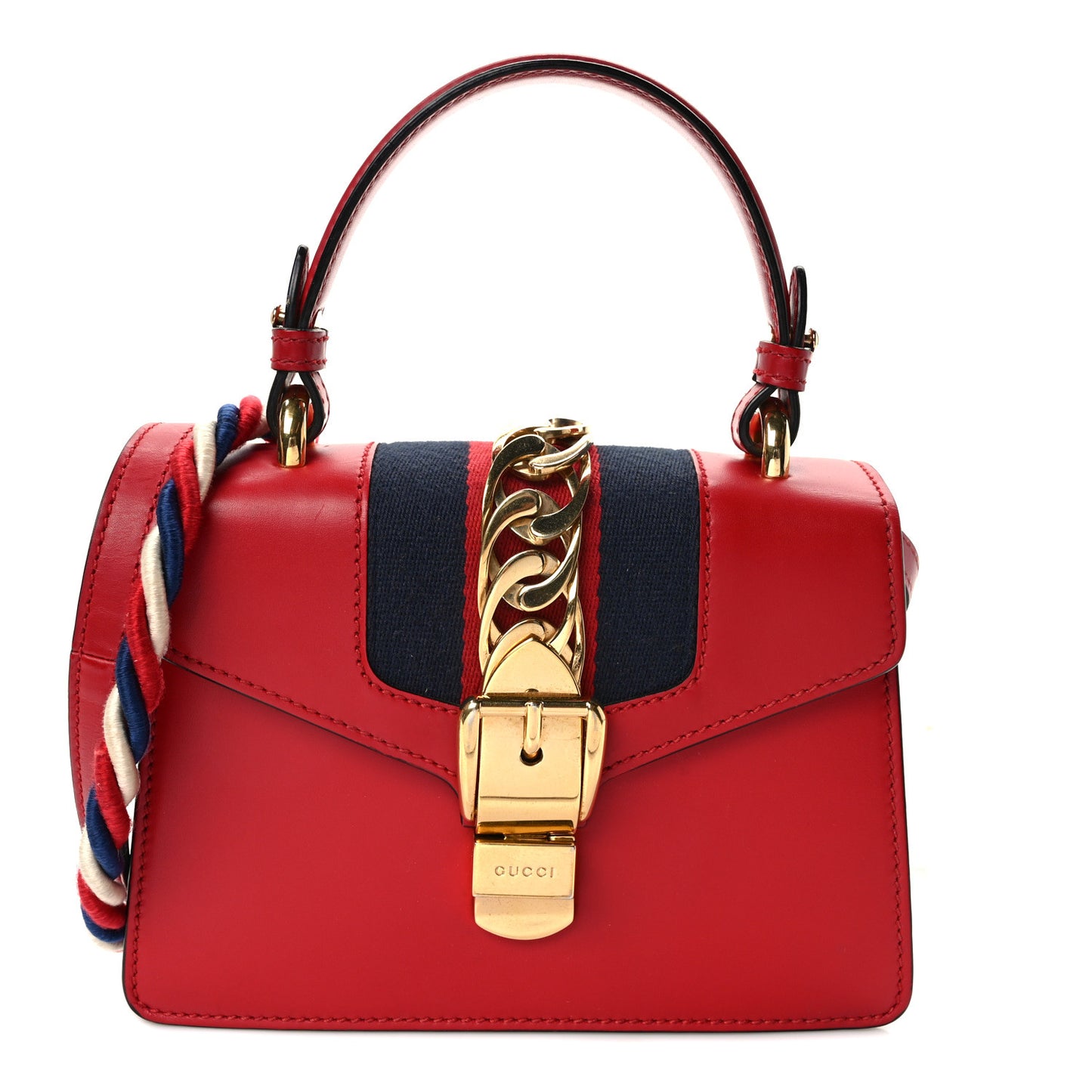 Calfskin Mini Sylvie Top Handle Bag Hibiscus Red