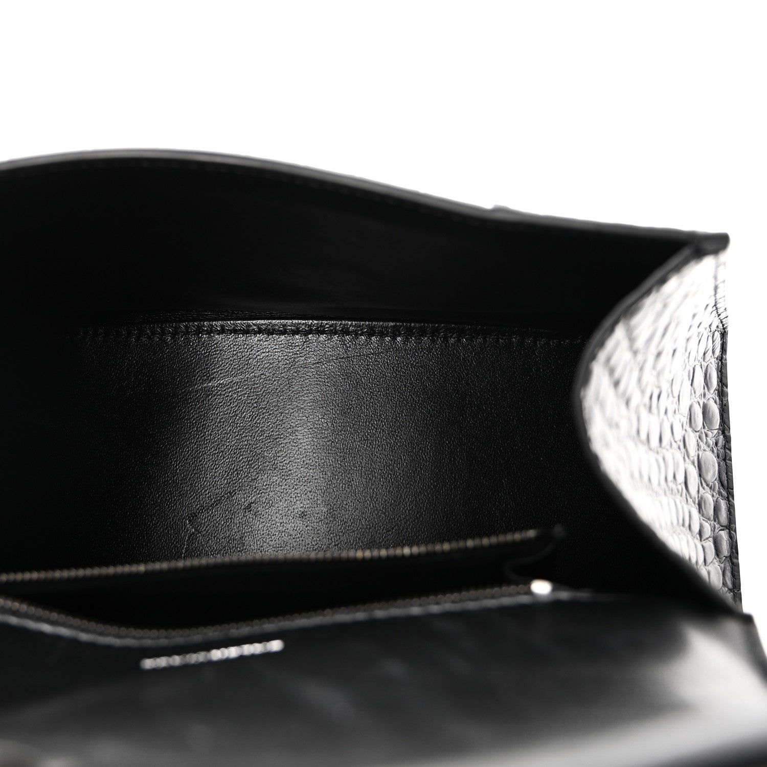 Balenciaga Shiny Calfskin Monochrome Crocodile Embossed Small Hourglass Top Handle Bag Black 5 of 10