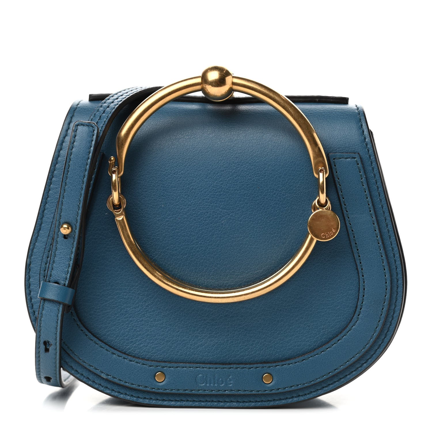 Chloe Calfskin Suede Small Nile Bracelet Bag Vinyl Blue 1 of 5