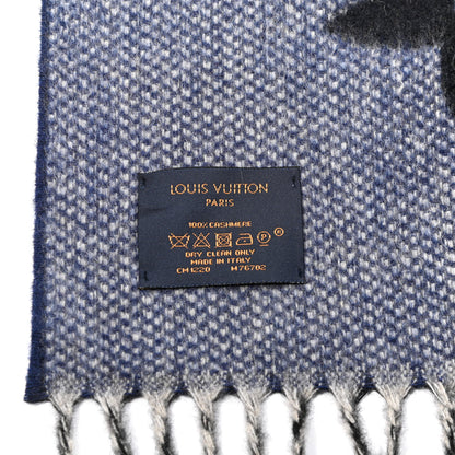Louis Vuitton Cashmere Monogram Reykjavik Scarf Navy Blue 3 of 4