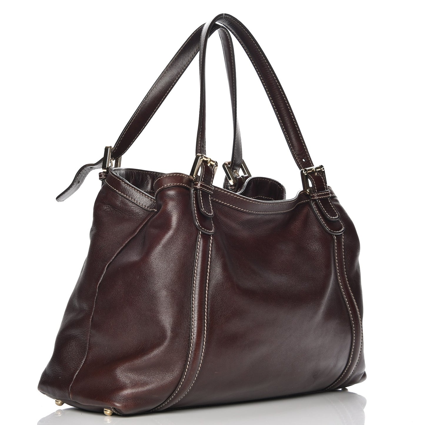 Calfskin Medium Britt Tote Dark Brown