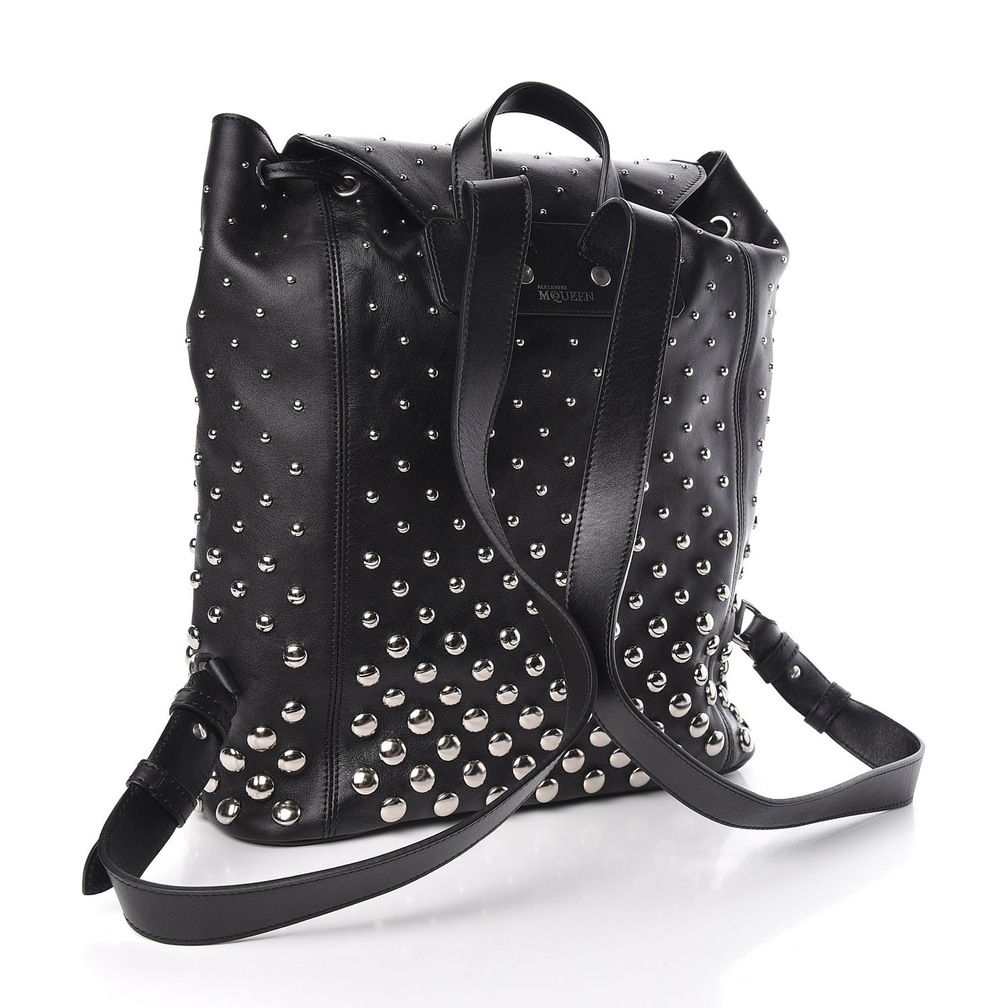 Calfskin Studded Padlock Backpack Black