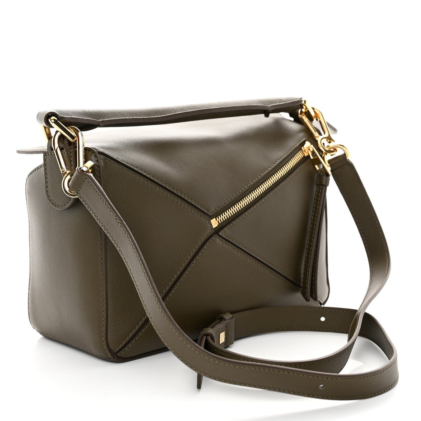 Calfskin Small Puzzle Bag Dark Khaki Green