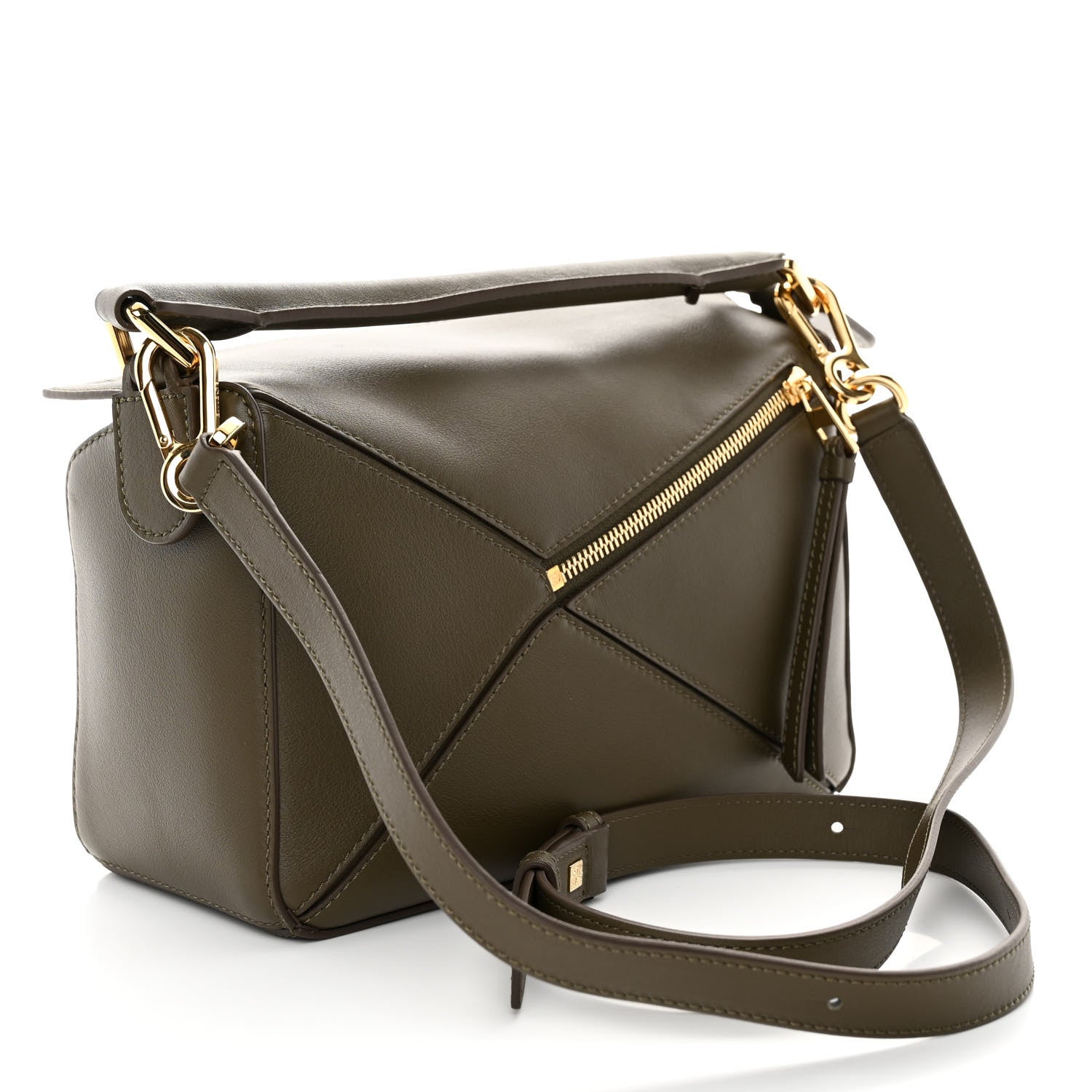 Loewe Calfskin Small Puzzle Bag Dark Khaki Green 3 of 9