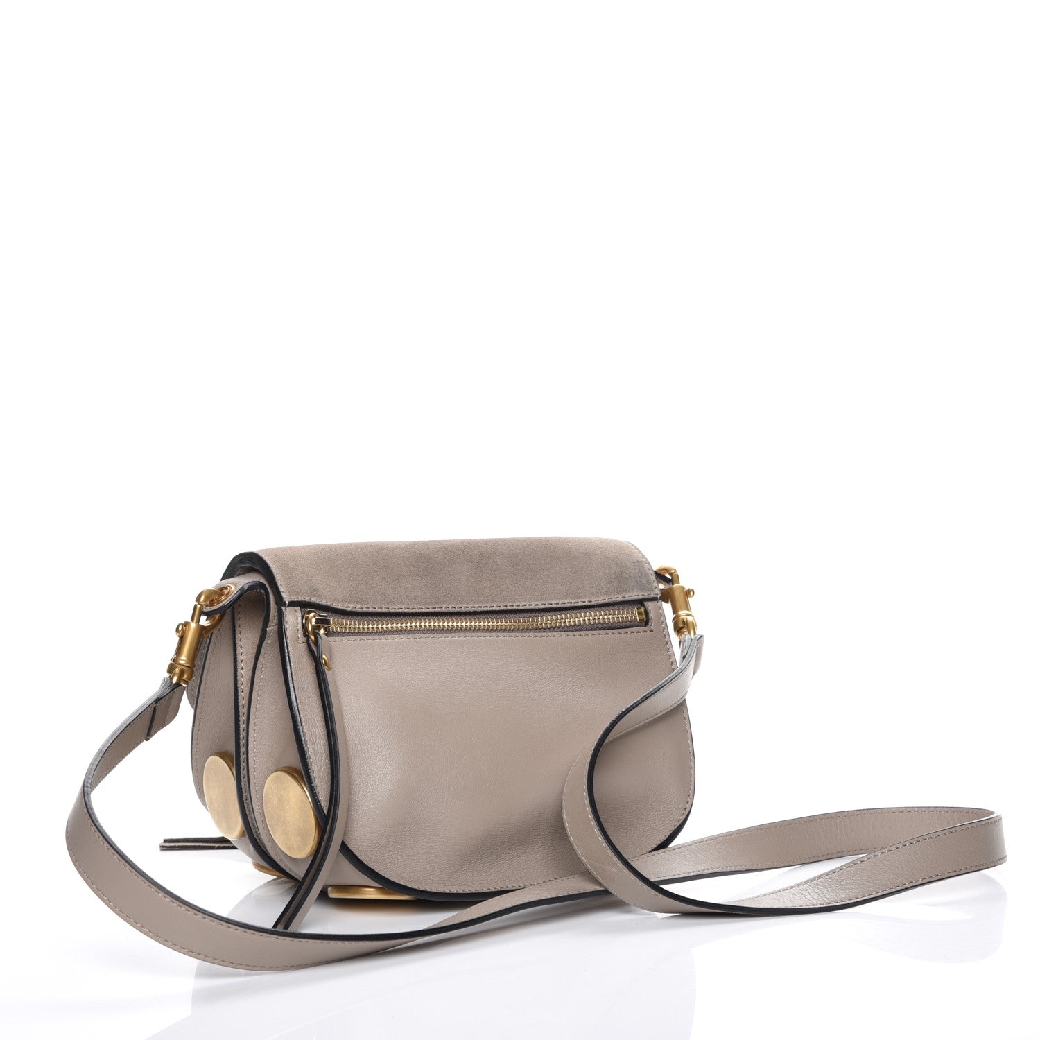 Chloe Suede Smooth Calfskin Mini Kurtis Shoulder Bag Motty Grey 3 of 8
