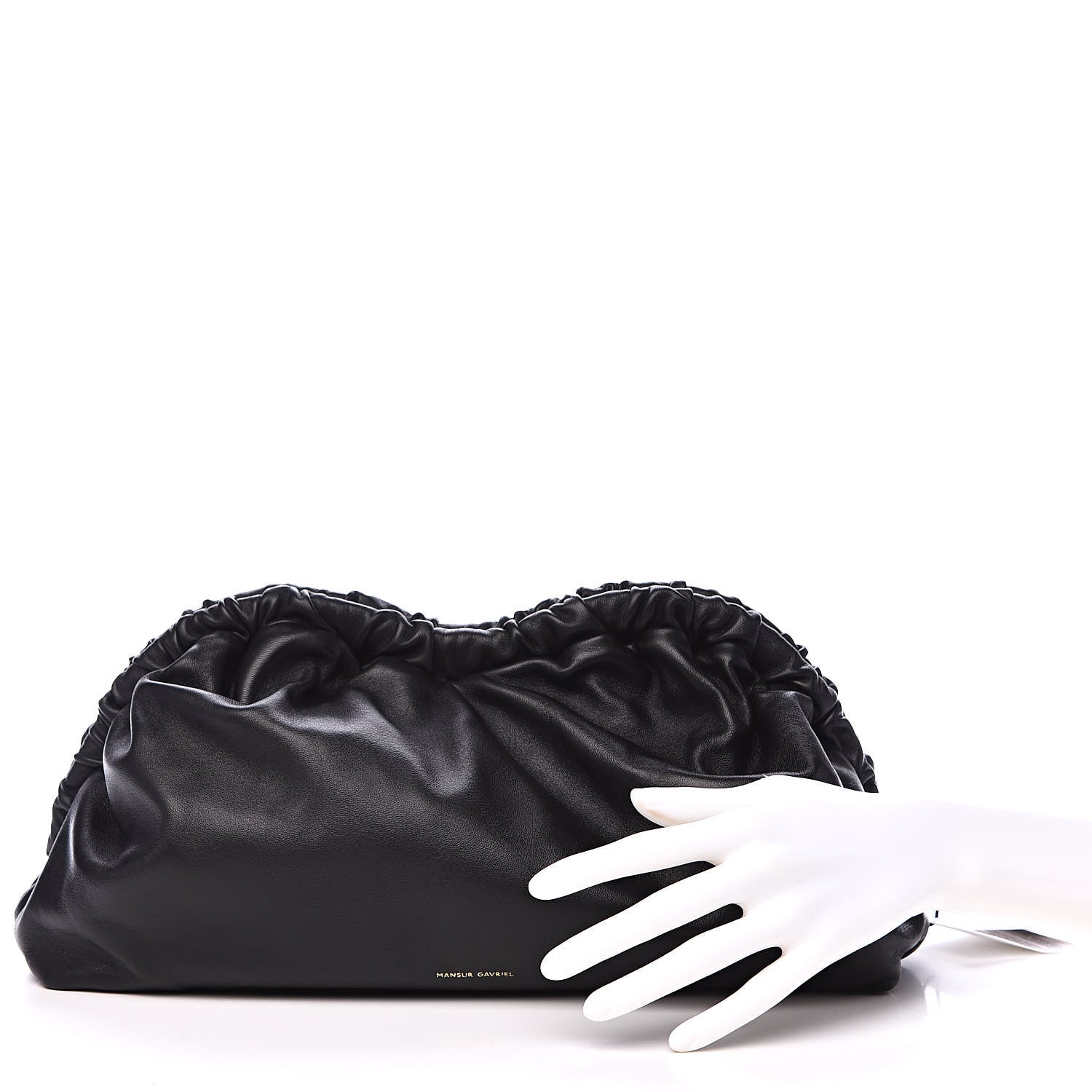 Mansur Gavriel Lambskin Cloud Clutch Black Flamma 2 of 9
