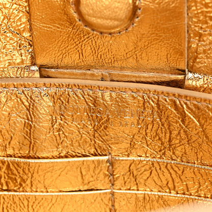 Bottega Veneta Metallic Lambskin Maxi Intrecciato Cassette Pouch On Strap Bag Gold 6 of 9