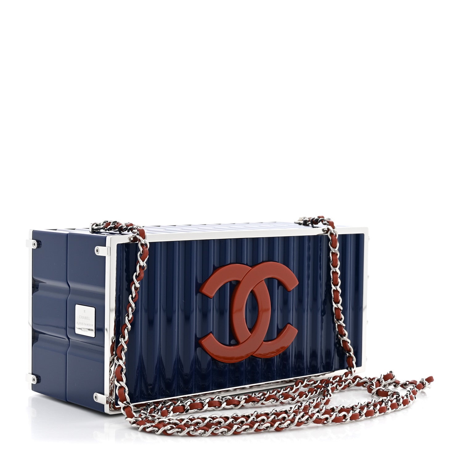 Chanel Resin Enamel CC Shipping Container Signature Minaudiere Clutch Blue 3 of 11