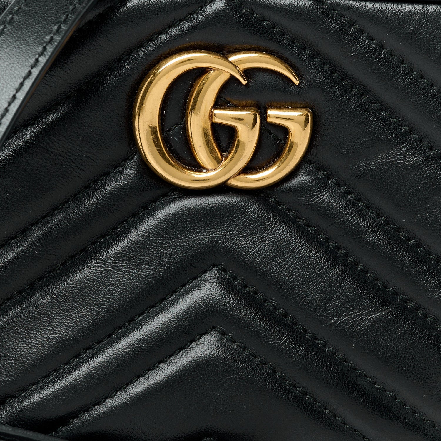 Gucci Calfskin Matelasse Mini GG Marmont Chain Shoulder Bag Black 9 of 12