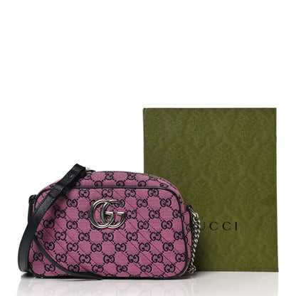 Gucci Monogram Multicolor Matelasse Diagonal Small GG Marmont Chain Shoulder Bag Pink Blue 12 of 12