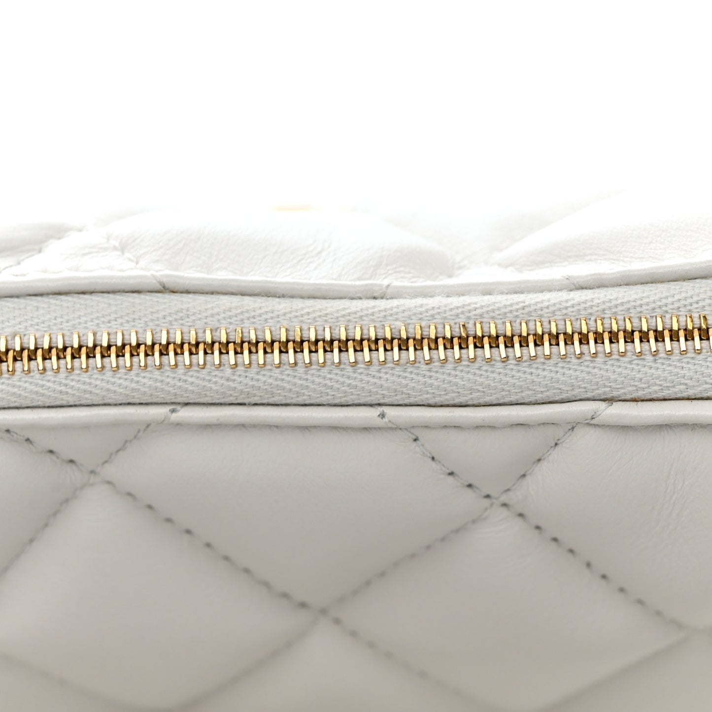 Nappa Calfskin Quilted Touch B Camera Shoulder Bag White